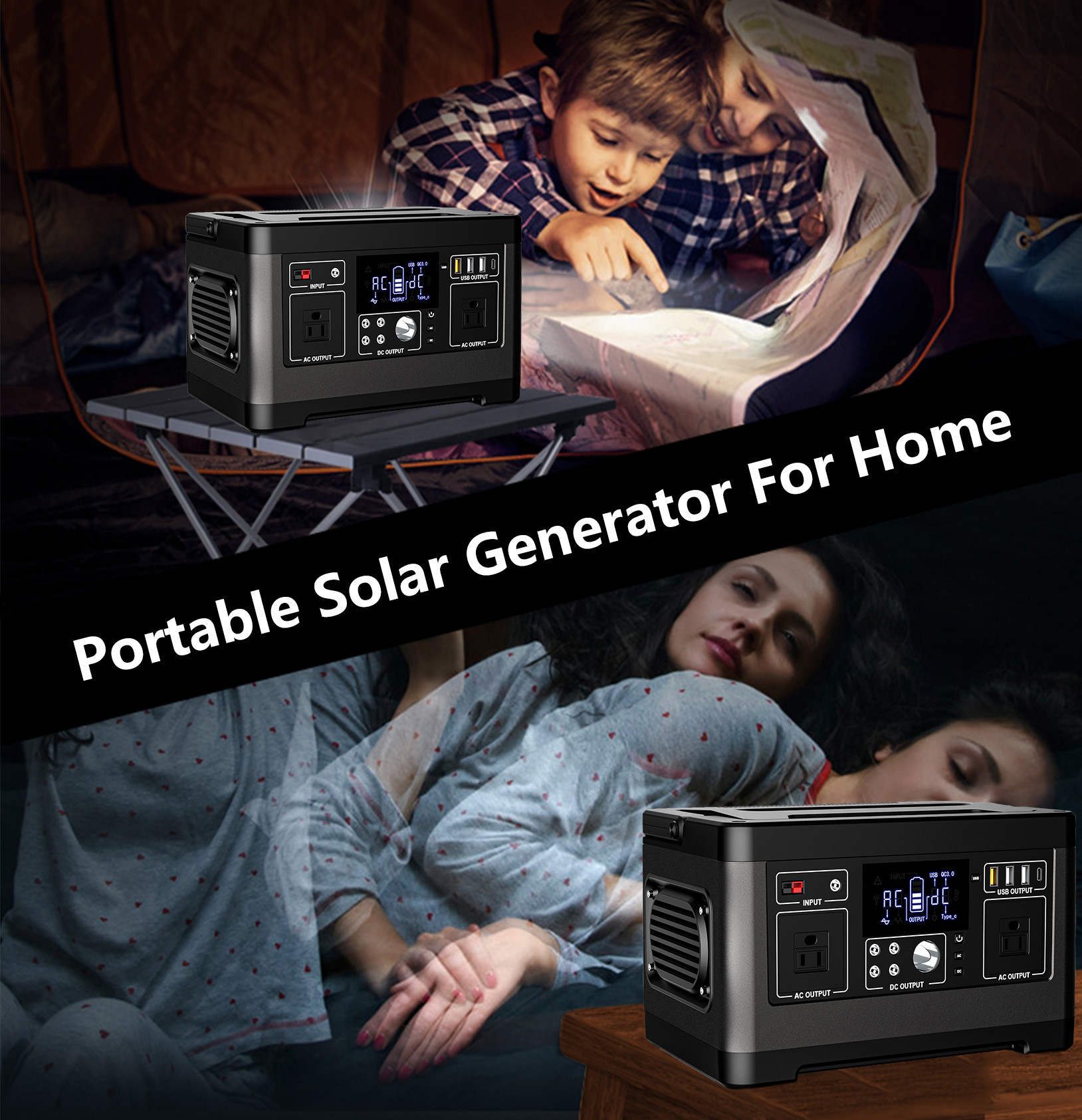 500W Portable Solar Power Station Kits With On Board Charging Micro Inverter