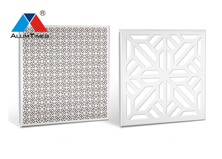 Roll Coating Clip In Ceiling , White Perforated Metal Ceiling Tiles