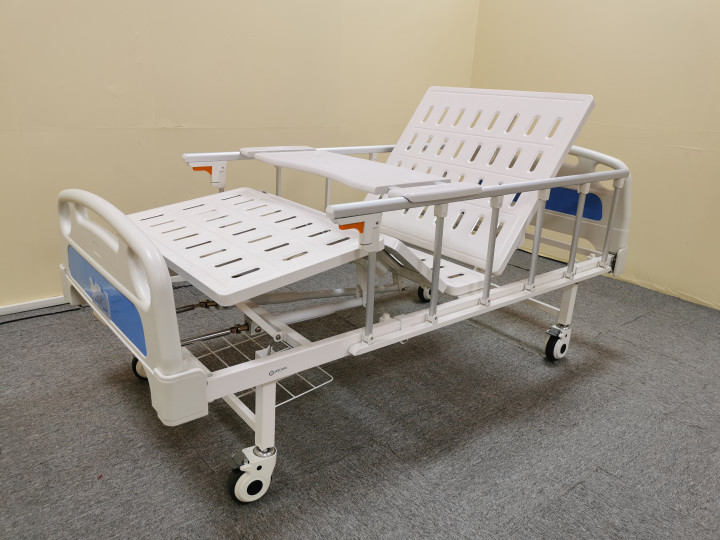 2 Cranks Hospital Manual Patient Bed Steel Spray Plastic Frame