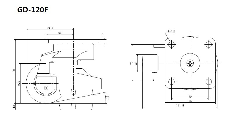 50kg-1500kg Plate Leveling Casters Heavy Duty EDL Casters GD Series GDF