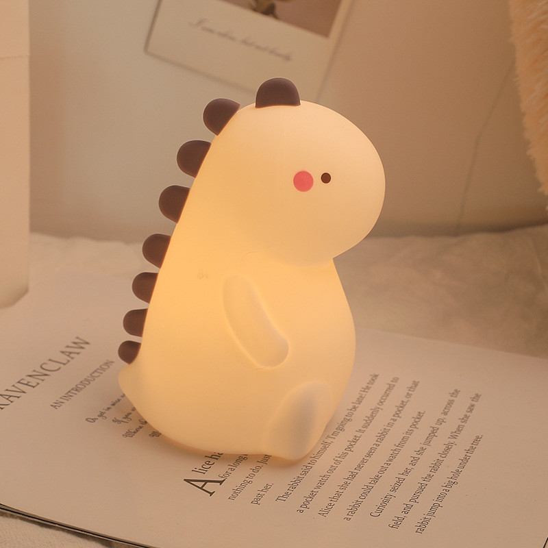 16 Color Changing Silicone Dinosaur Night Light Animal Silicone Night Lamp USB Rechargeable Touch Control Besides Lamp