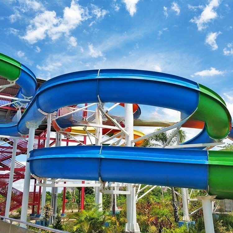 Lanchao Outdoor Fiberglass Combination Spiral Water Slide Tube for Adult