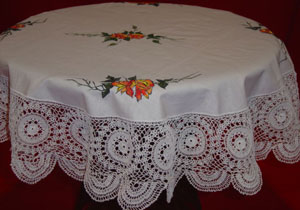 Rectangular coffee table linen table cloth table, Corcheted Lace Table linen, Tablecloth