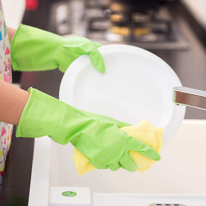 Cotton Flocklined Rubber Household Kittchen Rubber Gloves Anti-Oil Dishwashing Gloves