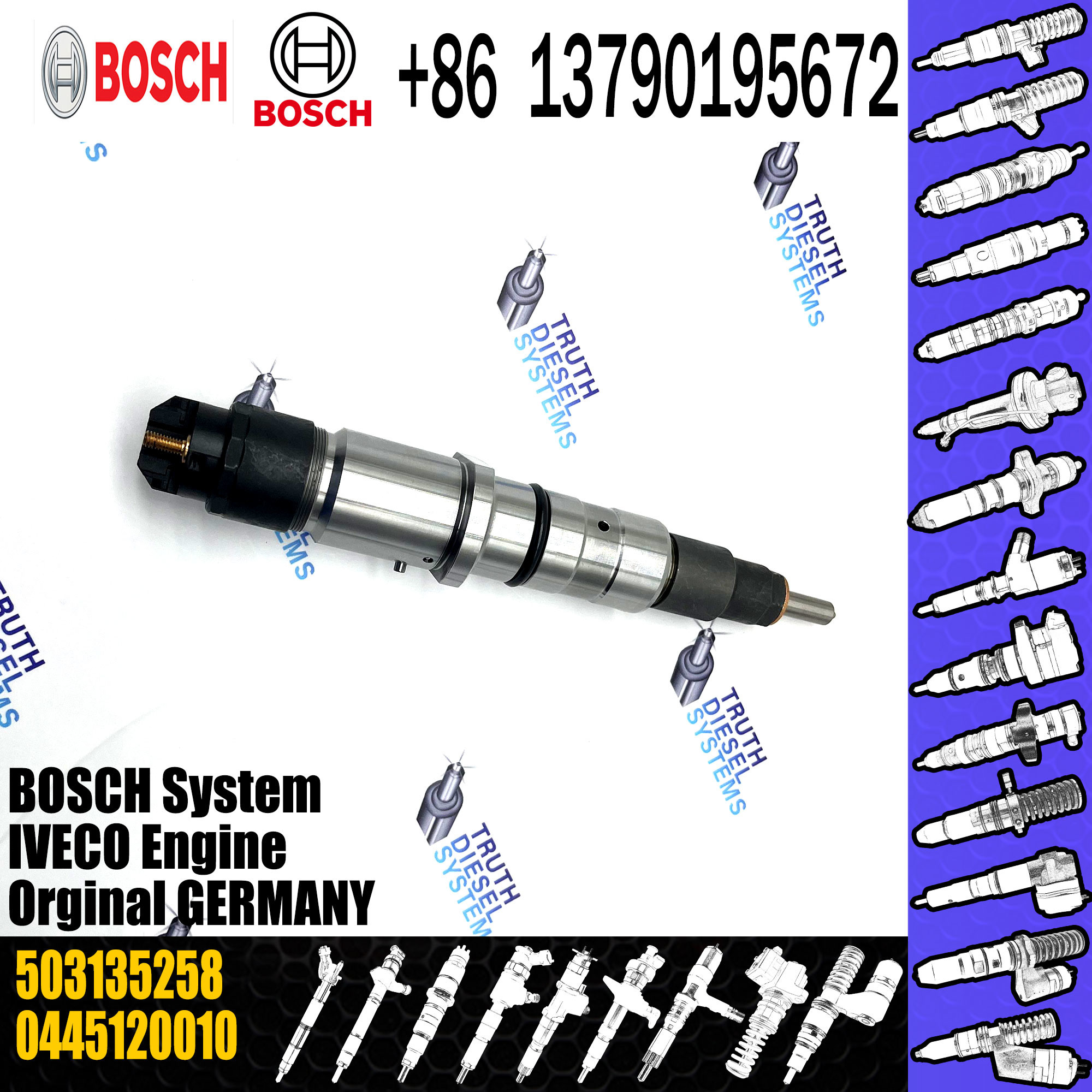 Common Rail Fuel Injector 0445120010 0445120009 0445120054 for IV-ECO 503135258 503140728 2855491