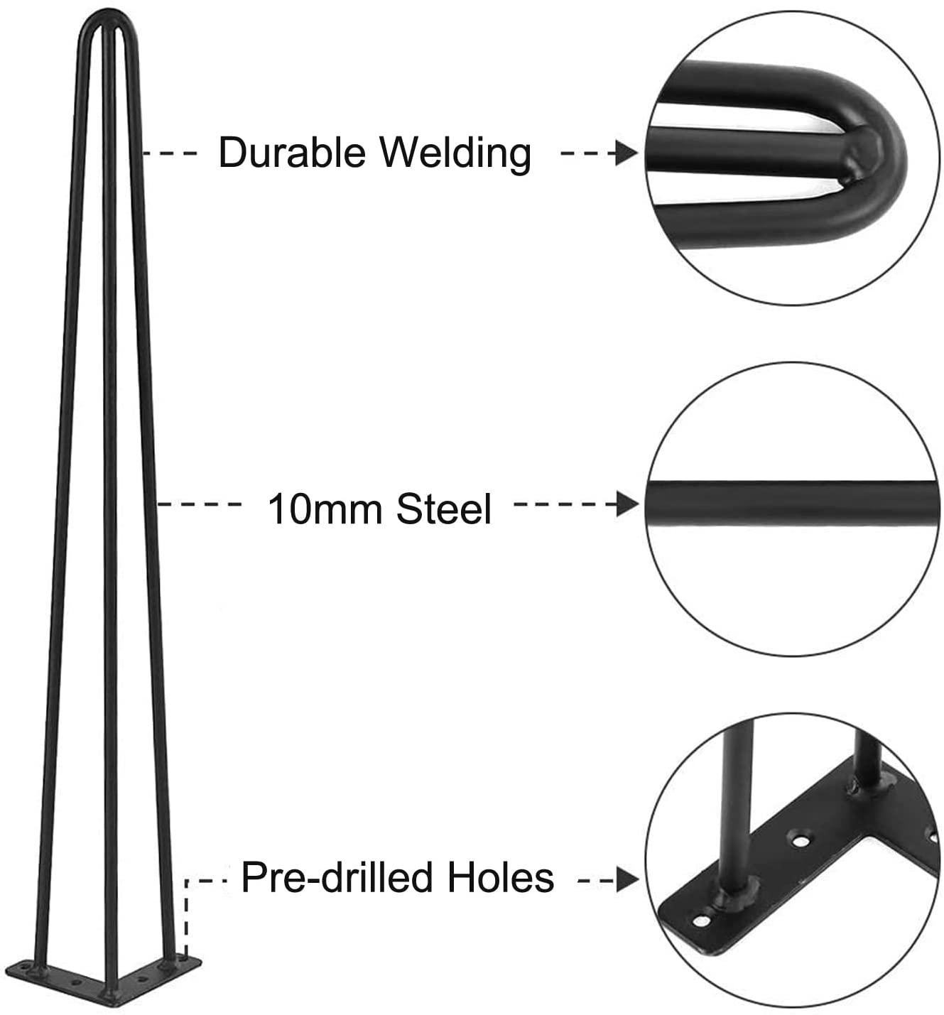Sturdy Hairpin Coffee Table Legs with Screws and Hairpin Leg Protector Morden Style