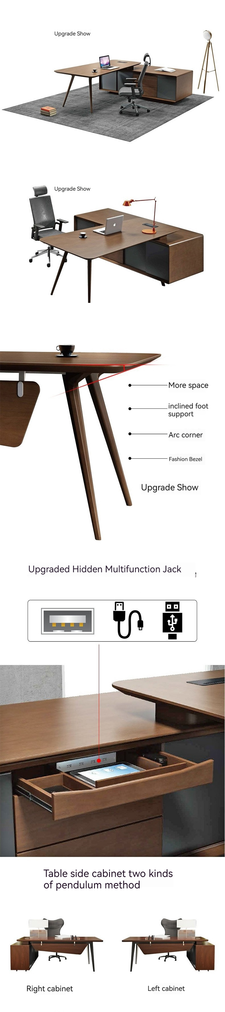 Contemporary Design Office Furniture L-Shaped Workstation for Modern Manager