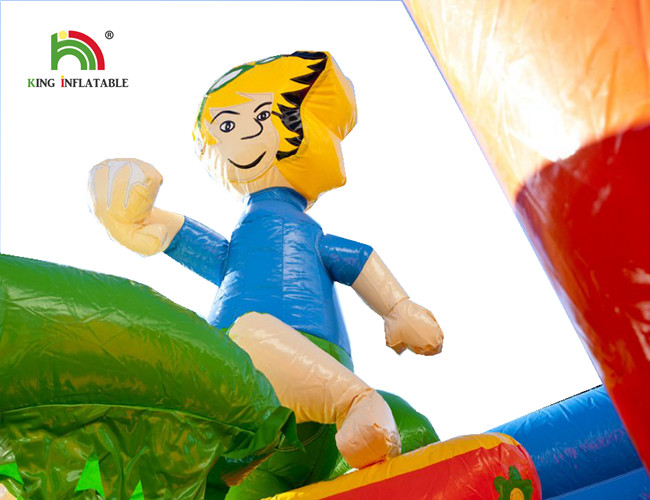 EN14960 Beach Design Inflatable Jumping Bouncer With Mesh And Slide