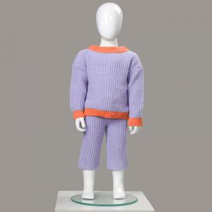 Buy cheap Customized Long Sleeve Chunky Color Block Sweater 2PCS 100% Cotton Contrast Knit Wear Jumper Knit Long Pants Kids product
