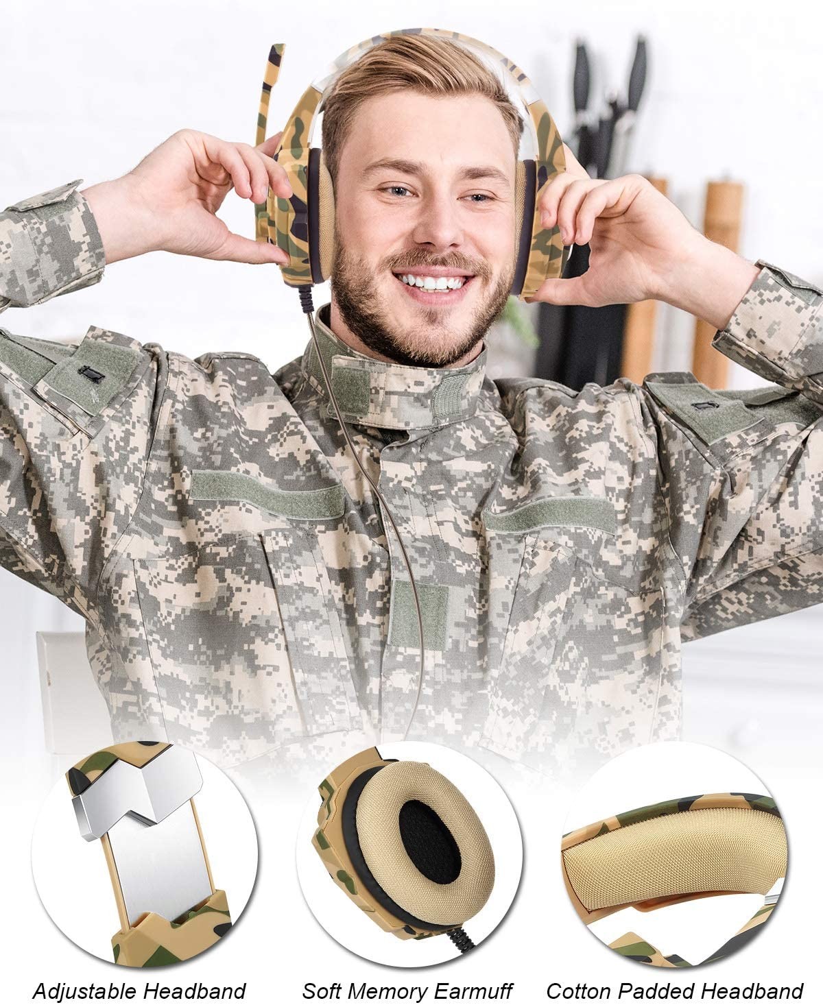 USB PC Stereo Wired DC5V G2600 Camouflage Gaming Headset