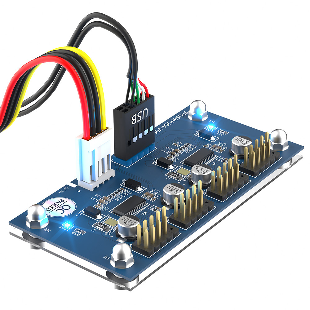 9Pin USB Hub PCB Adapter card Extension Motherboard Male 1 To 4 Female