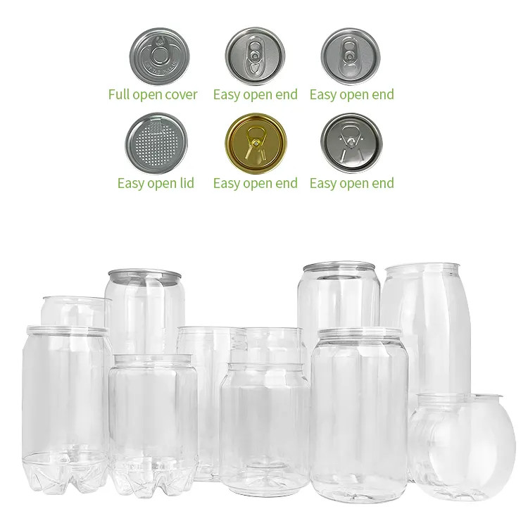 Wholesale 250ml 350ml 500ml Strong PET Plastic Bottles For Beverages With Aluminum End