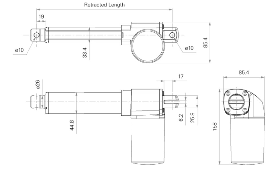 6000N Electric Linear Actuators IP66W Zero Backlash In Mind Hall Sensors