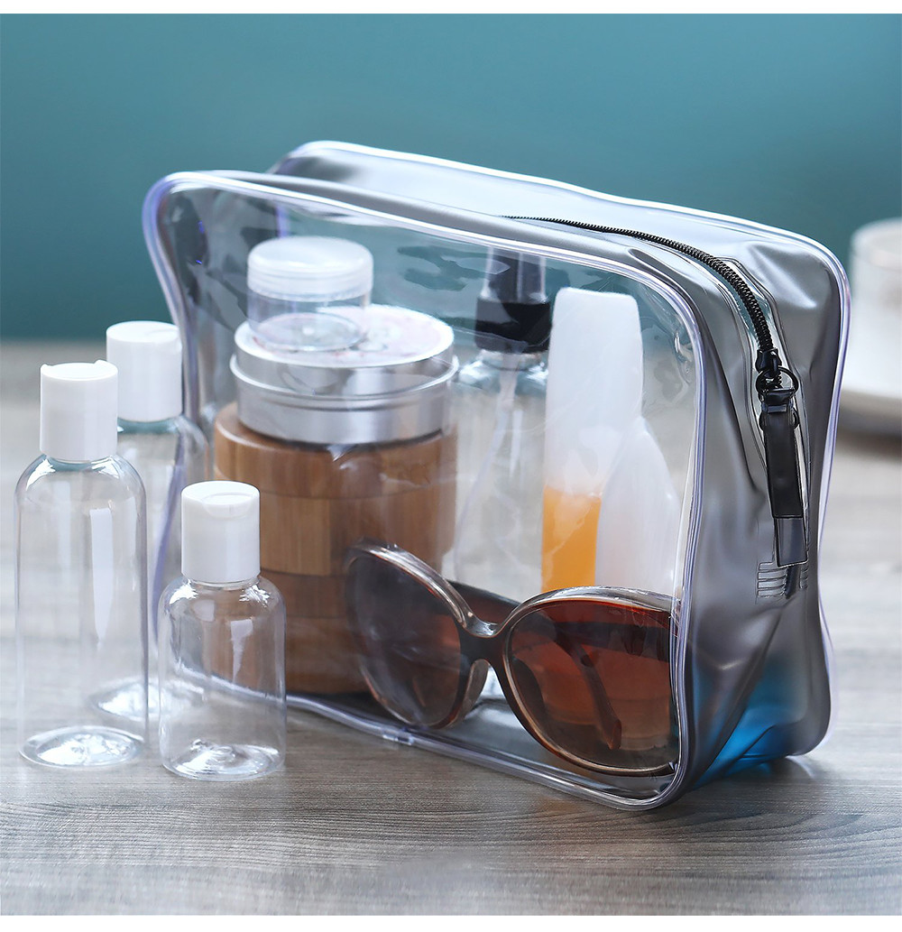 9*2.95*6.3in Zippered PVC Cosmetic Makeup Bag For Vacation