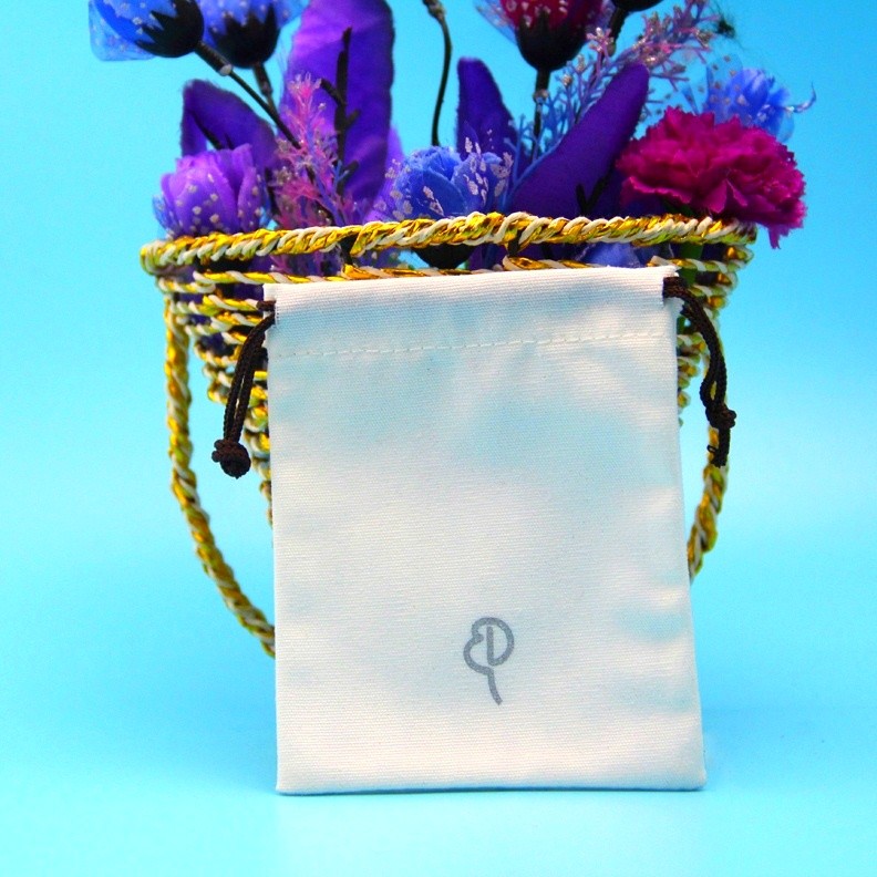 Custom Small Cotton Drawstring Bag , Portable Travel Jewelry Pouch Drawstring