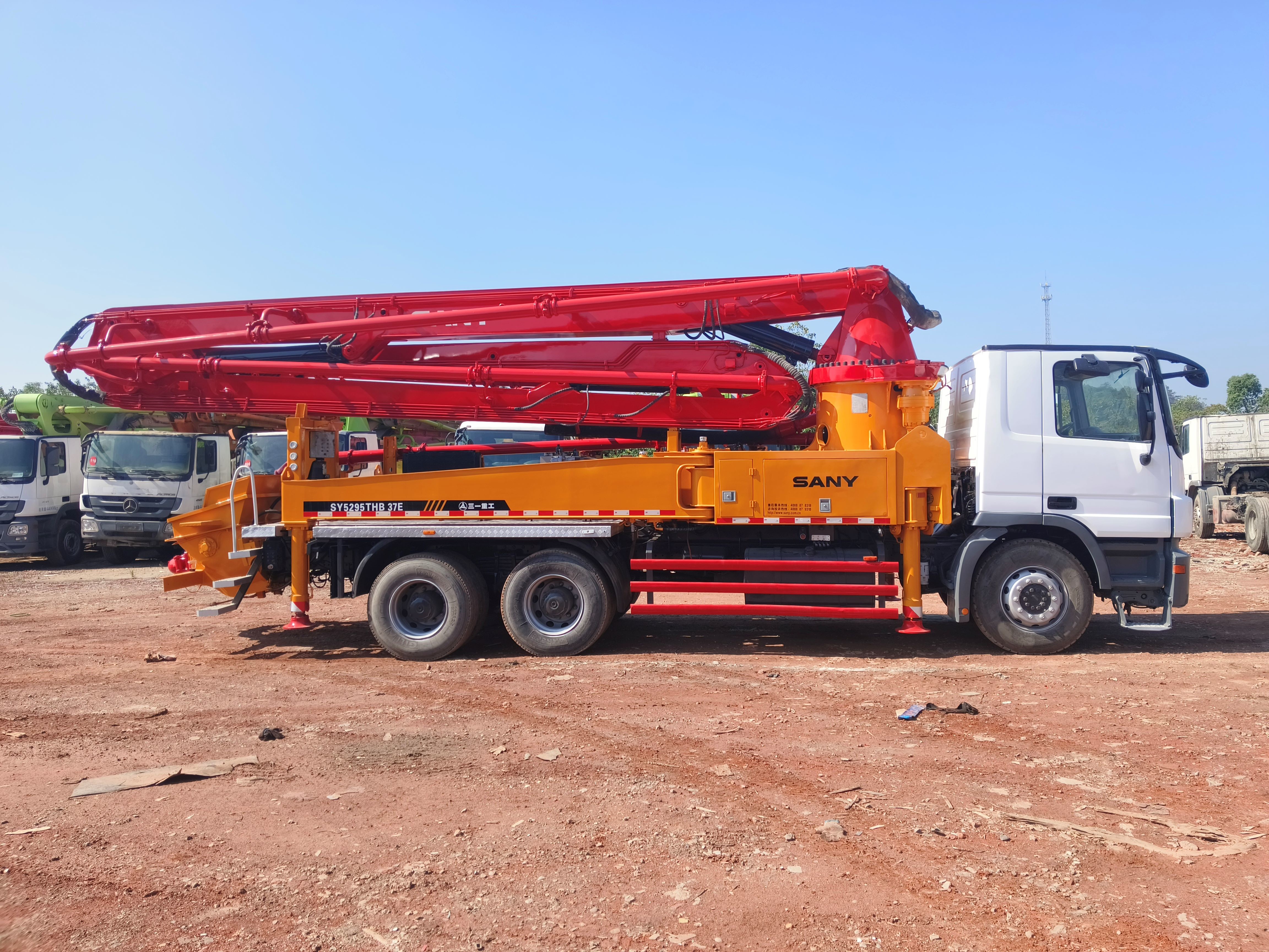 Refurbished SANY 37m Concrete Pump Installed On Mercedes-Benz Chassis Factory Stock For Sale