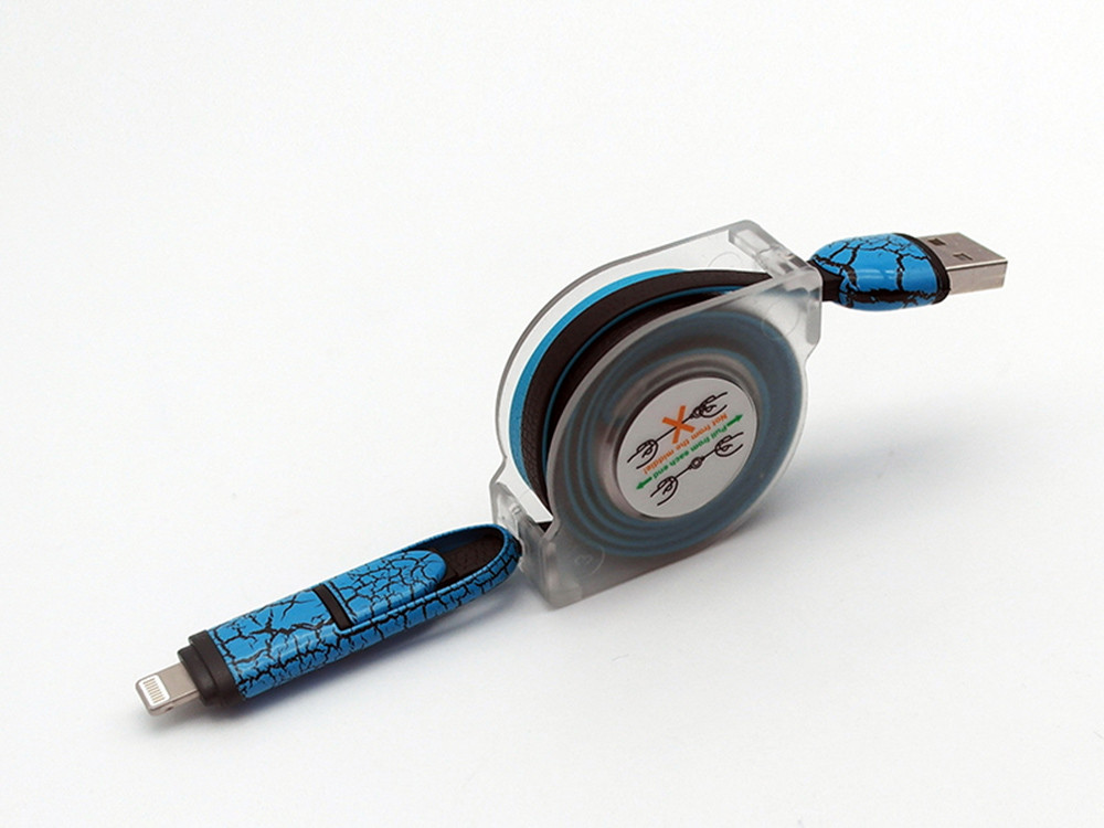 Most popular products TPE retractable fast charger 2 in 1 Micro & 8Pin cable