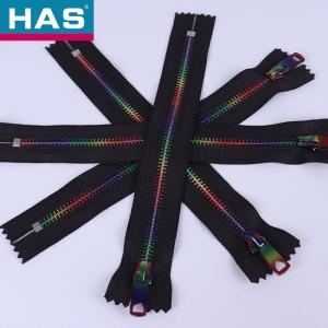 Buy cheap Brass Colored Metal Zippers #5 #10 Rainbow Teeth Zippers For Clothing product