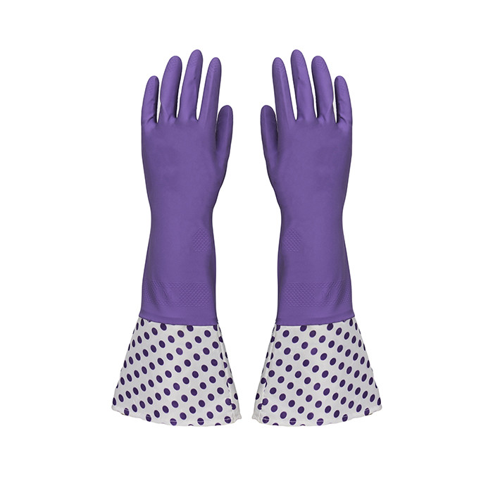 Flocklined Extra Long Sleeve Rubber Gloves Natural Latex Durable Waterproof