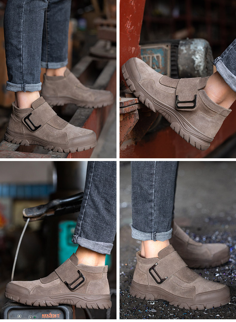 Rubber Sole Safety Shoes for Unisex Suede Work Boots in Industrial Settings