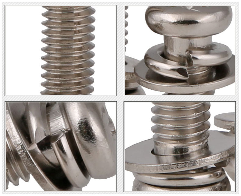 Stainless Steel Pan Head Screws with Flat and Split Lock Washer Pan Head SEMS Screws