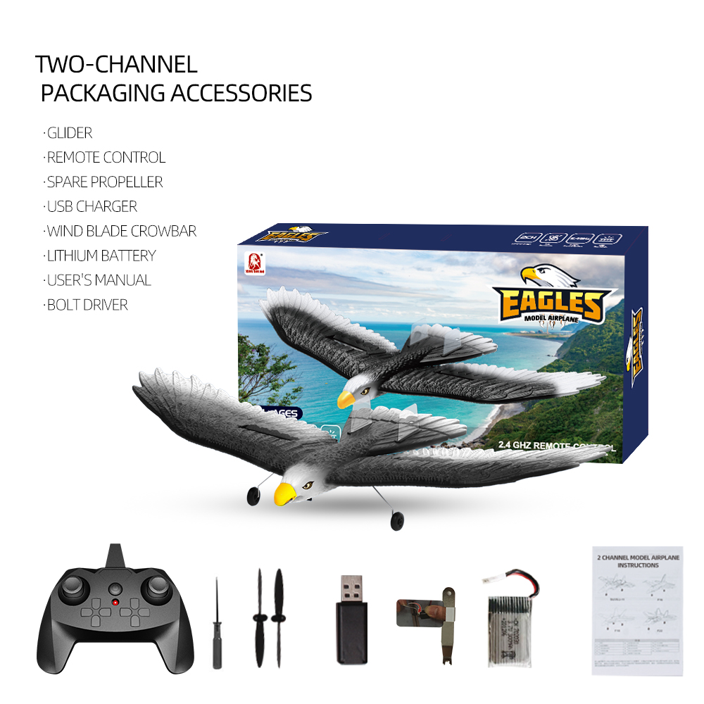 3-Ch RC Bird Plane Fly Toy RC Airplane EPP Model Eagle Toys Glider Jet Controller Battery 4*1.5AAA Battery not included