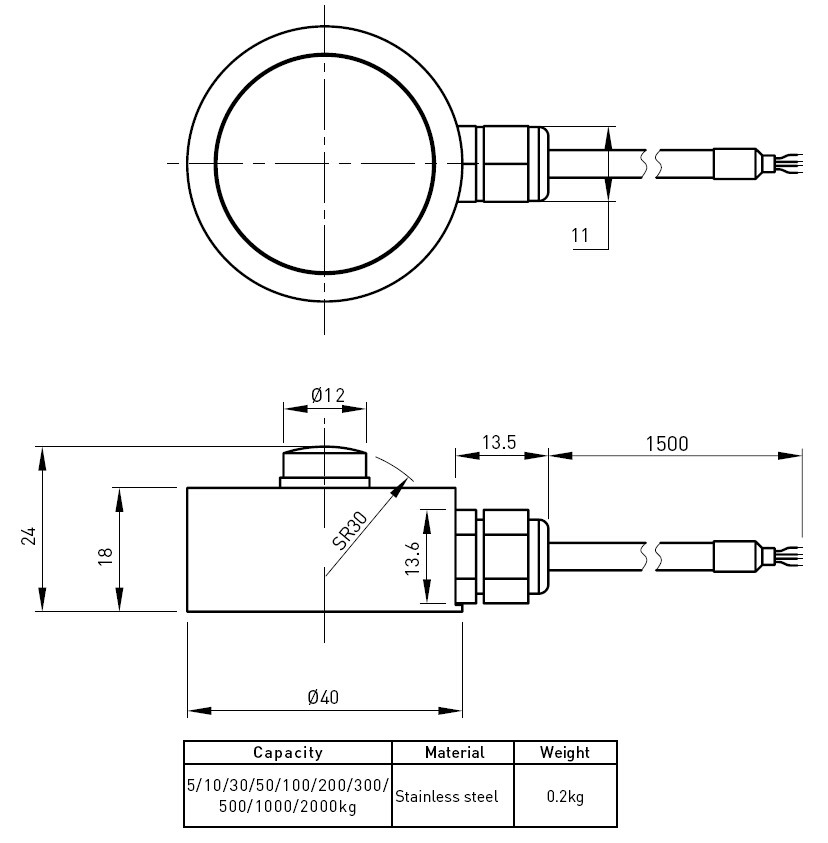 Column Waterproof Compression Load Cell Weighing System 5kg To 2T