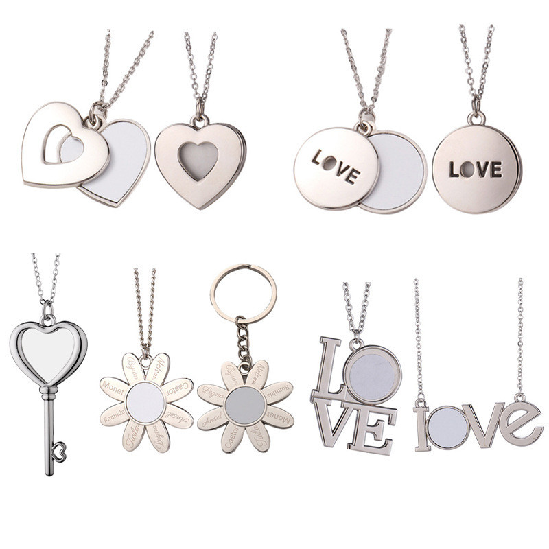 Sublimation Heart Shape Sliding Locket Necklace For Sublimation Printing sublimation valentine gifts