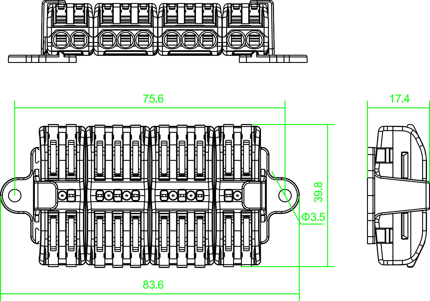 Fast Wiring 9mm Plastic Terminal Block Without Screws