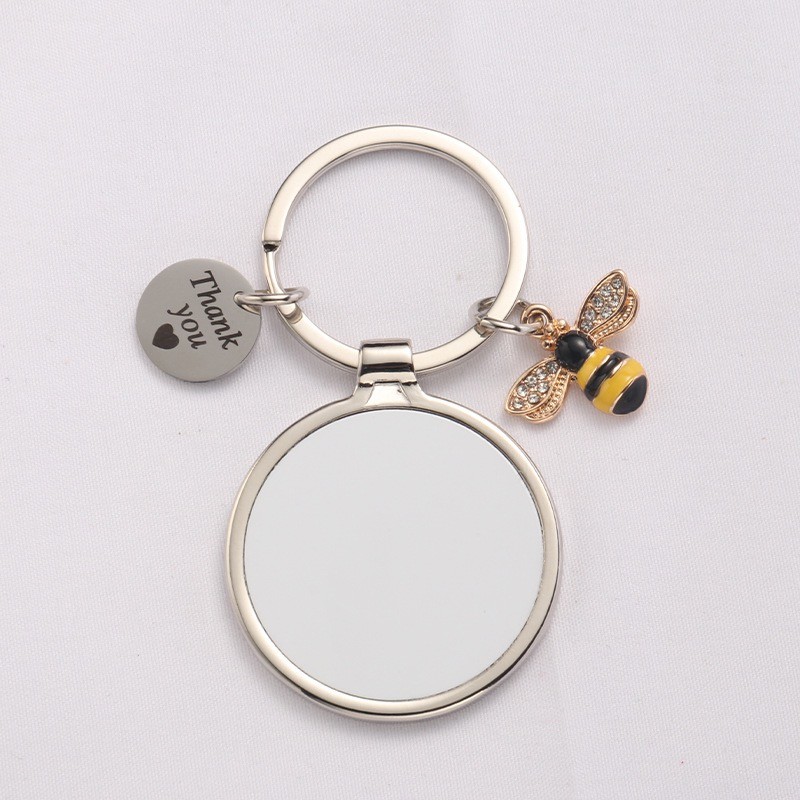Round Sublimation Metal Keychain Pendant For Sublimation Photo Transfer Printing