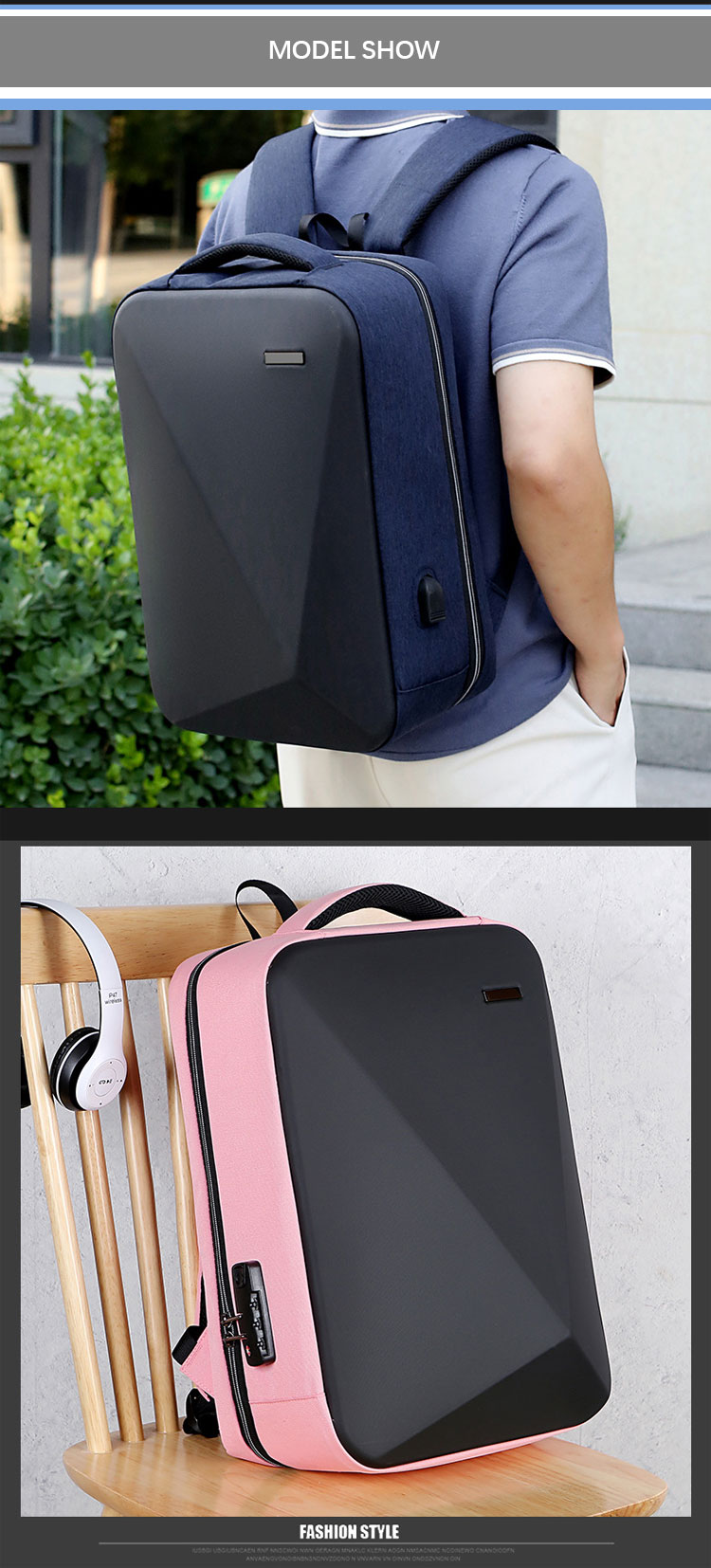 Hard Shell Smart Backpacks With Usb Charging Port , EVA Laptop Backpack Anti Theft