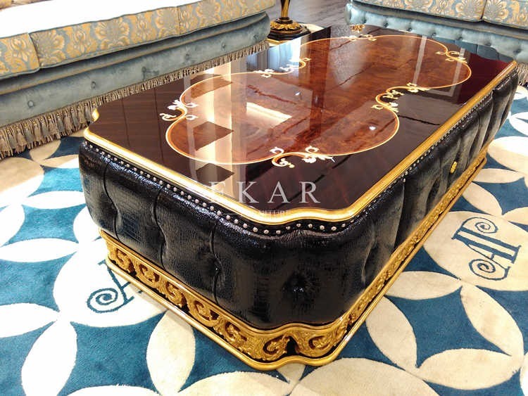 Wholesale Chinese Style Antique Square Gold Tea Table TT-028A