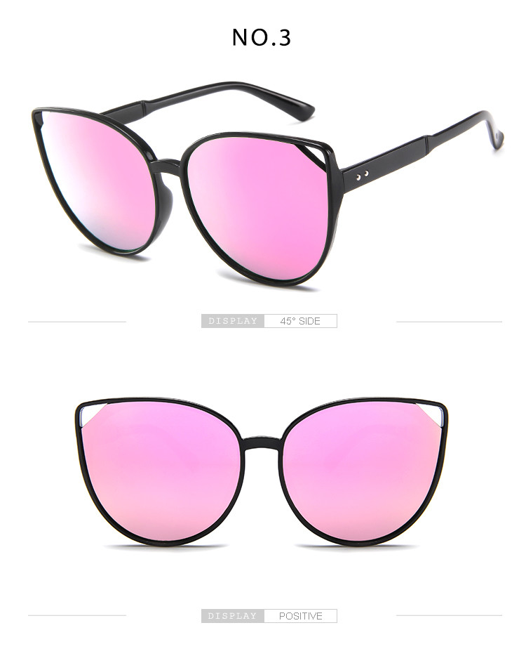 Female Silver Pink Lens Sunglasses Round Rose Gold Frame Retro Color Mirror Lens Glasses