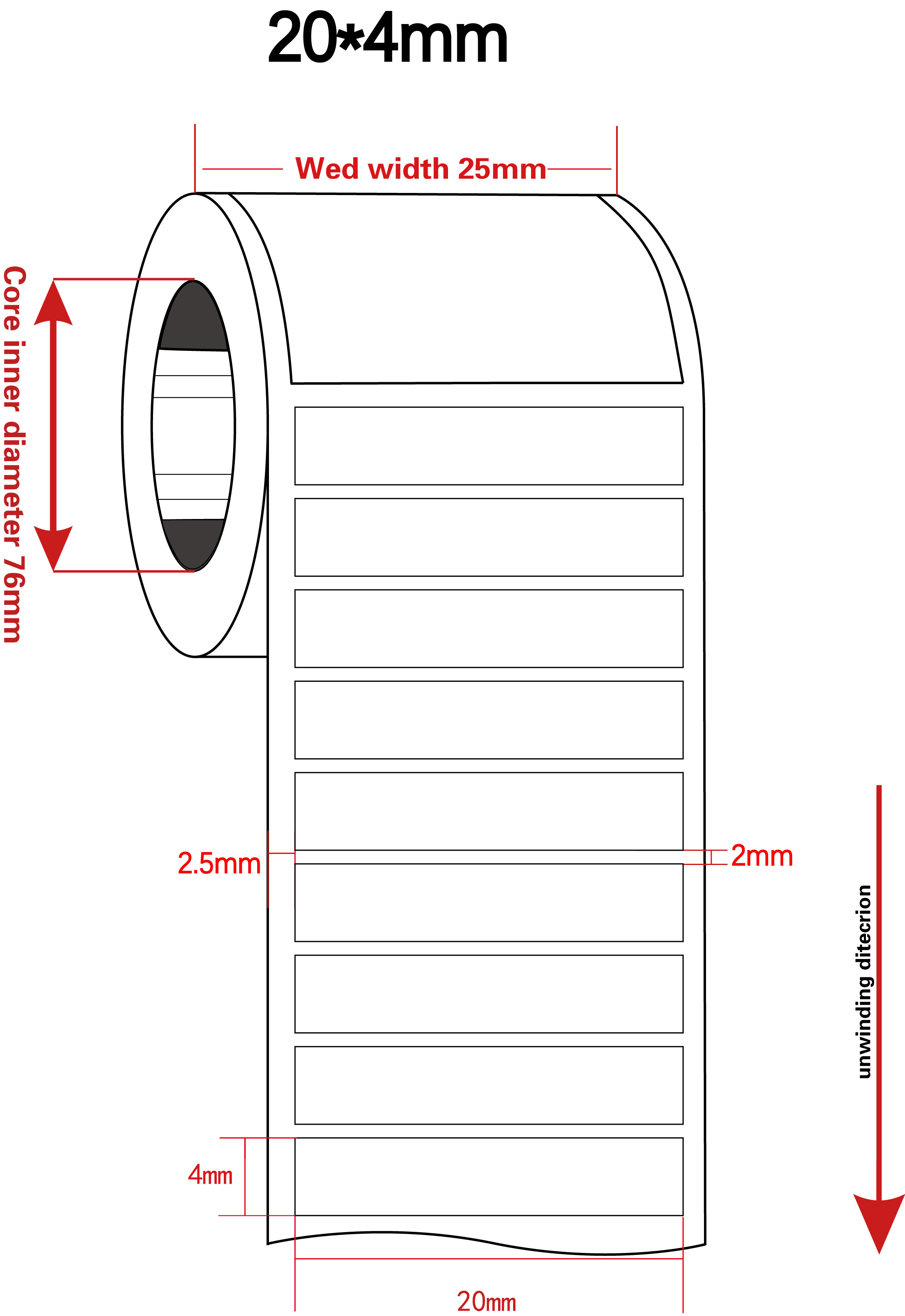 20mmx4mm Adhesive White Labels 1mil White Gloss High Temperature Resistant Polyimide Label