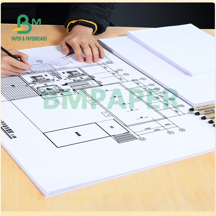 Waterproof CAD Bond Paper Rolls For CAD Computer Aided Design 880mm 1070mm