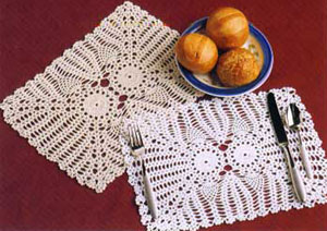Rectangular coffee table linen table cloth table, Corcheted Lace Table linen, Tablecloth