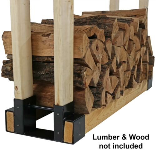 Steel Firewood Log Rack Bracket Kit for Fireplace or Fire Pit Wood Storage Holder