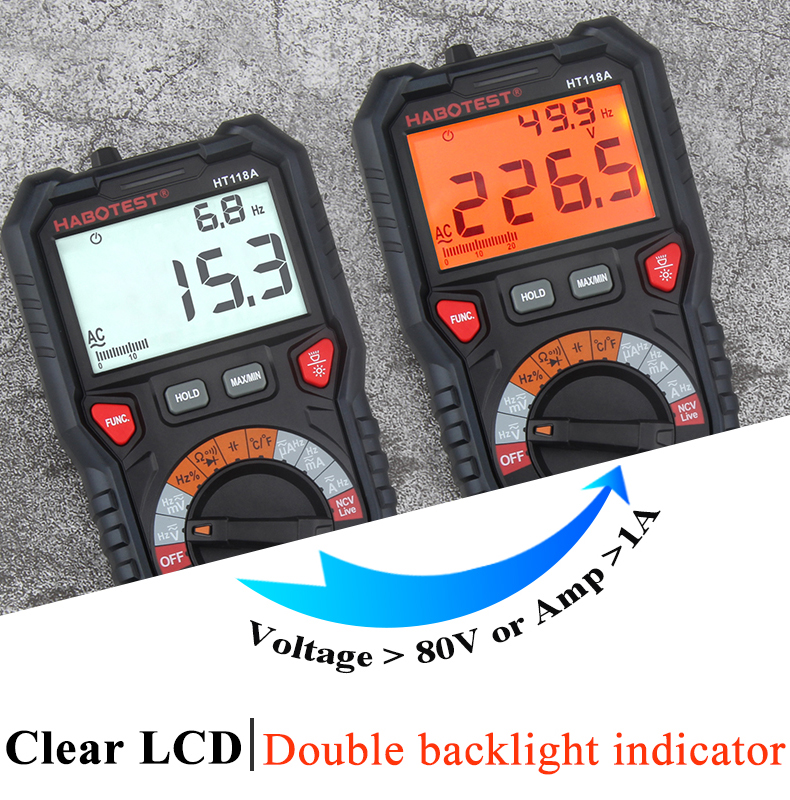 10A 6000 Counts Handheld Digital Multimeter , 750V Capacitance Test Multimeter
