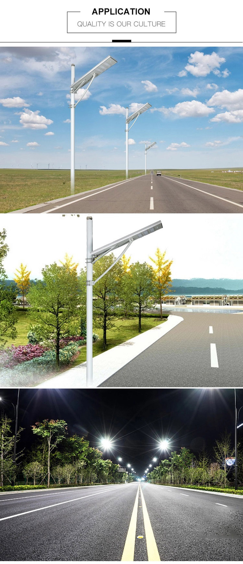 150w Integrated Led Solar Street Light Lifespan 5000h 3 Heads 1000x300x50mm