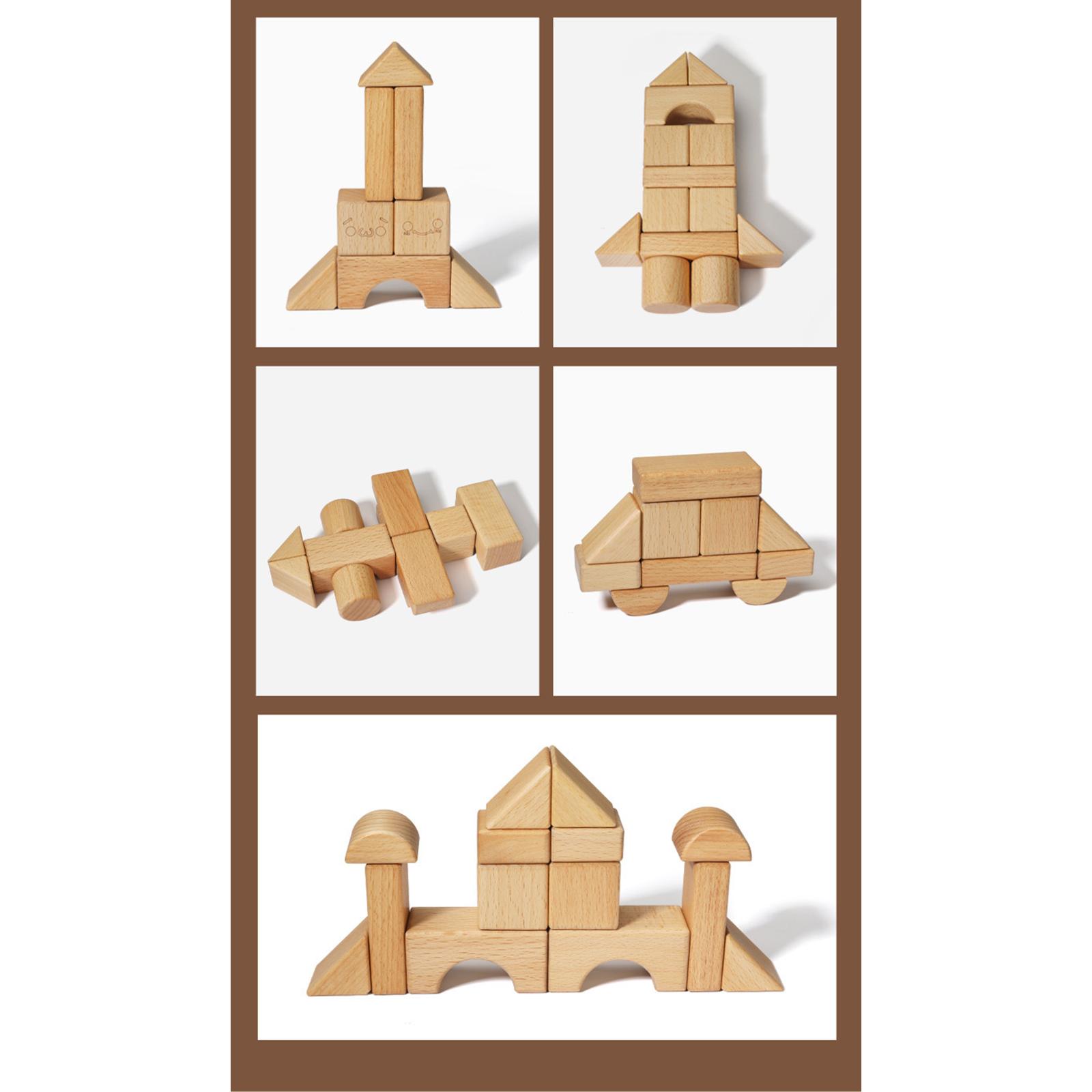 Solid Wood Stacking Block Toy Shape Cognition DIY Wood Block Kit for Kids Children