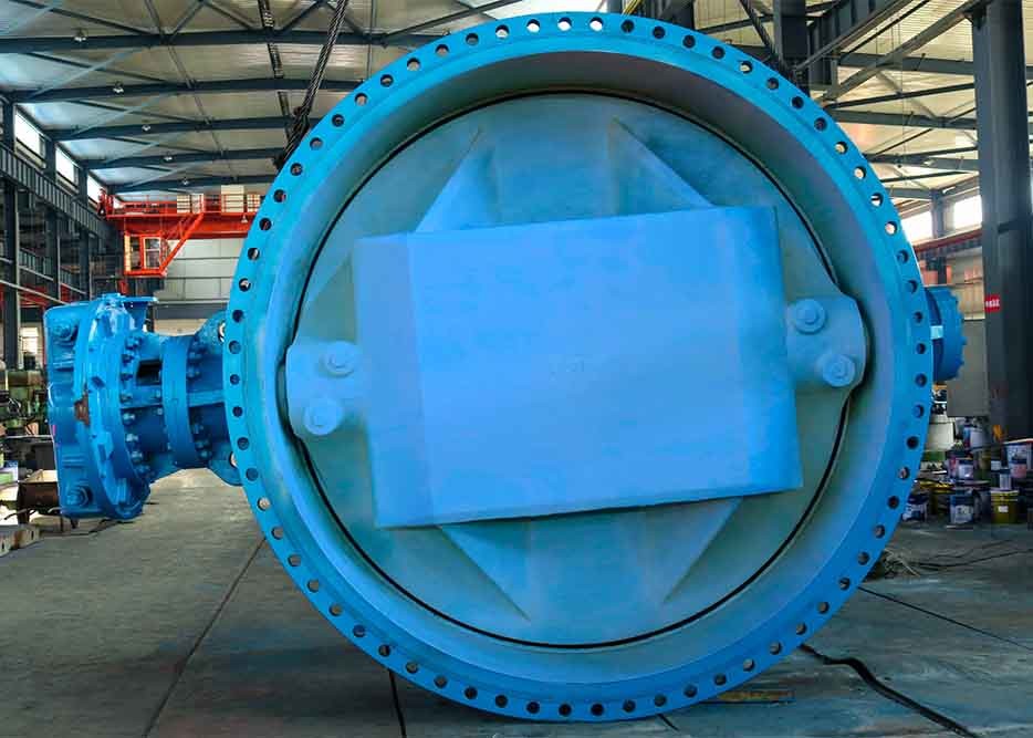 AWWA DN3000 Blue High Performance Butterfly Valves , Medium Pressure Ductile Iron Butterfly Valve