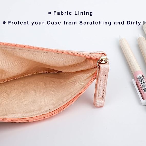 PU Leather Cosmetic Pencil Bags Small Soft Makeup Pouch With Zipper