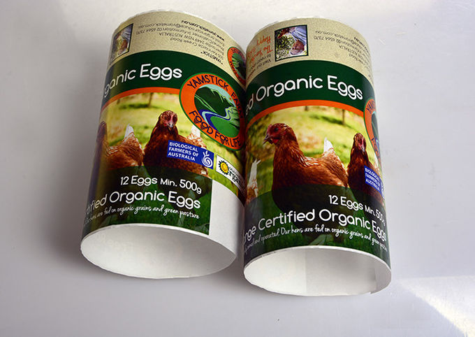 Custom CMYK printed self adhesive paper food product label for eggs packaging