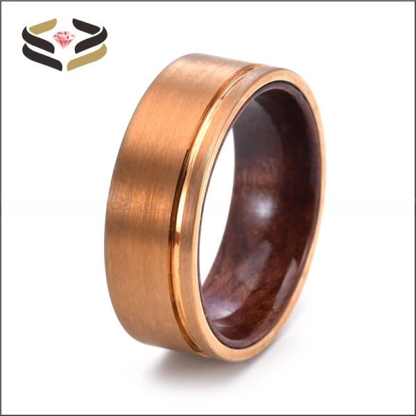 Third Party Appraisal 8mm Tungsten Rings Wood Liner Wedding Band Mens Wooden Ring for Benefit