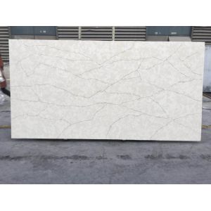 Buy cheap Light Grey Bevel Calacatta Quartz Countertops Lemon Juice Acid Resistant product