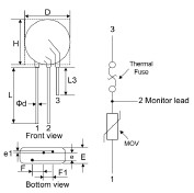 TMOV Thermoprotected Varistor TMOV14E Series 14E621K Thermally Protected Varistor
