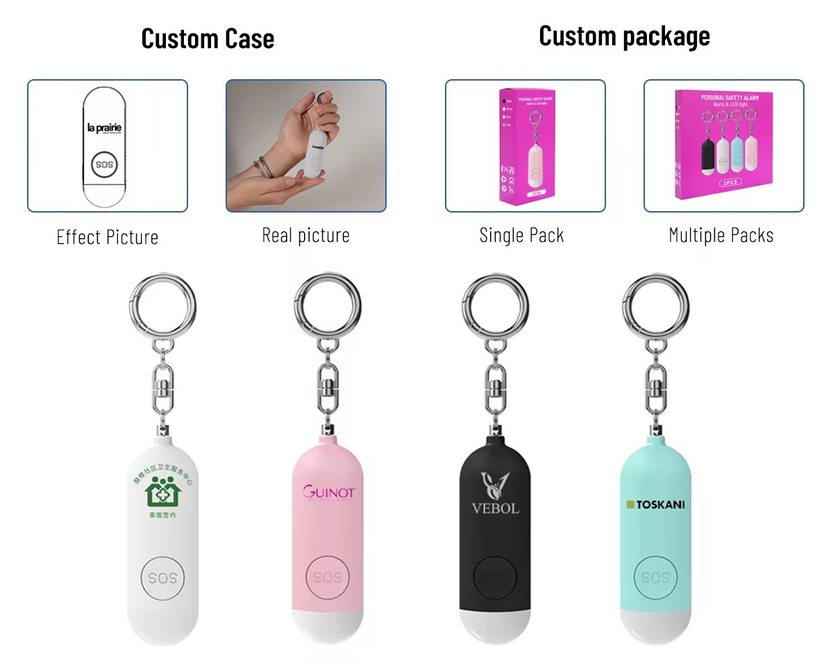 140db Emergency Self Defense Alarm Keychain Safety Defence Key Chain Led Security Personal Alarm Keychain For Women