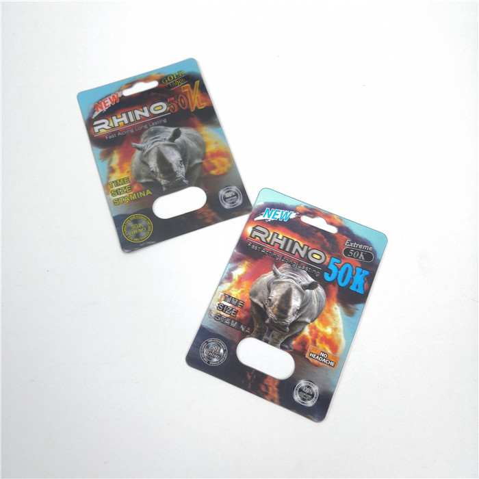 Customized Color 3d Blister Card Fire Rhino 50K Male Enhancement Pill Packaging