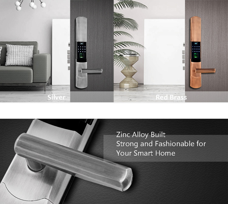 Fingerprint Automatic Door Lock Semiconductor Sensor High Strength Zinc Alloy