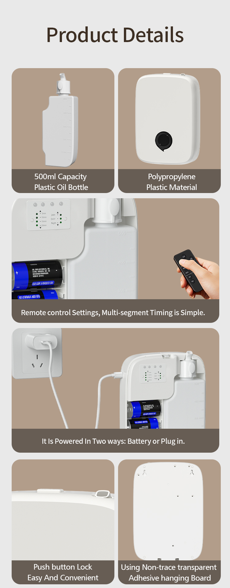 Matte Black Electric Aroma Diffusers 500ML Remote Control For Hotels And Homes